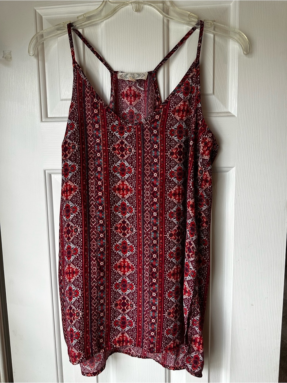 Boho Red Tribal Print Spaghetti Strap Dress